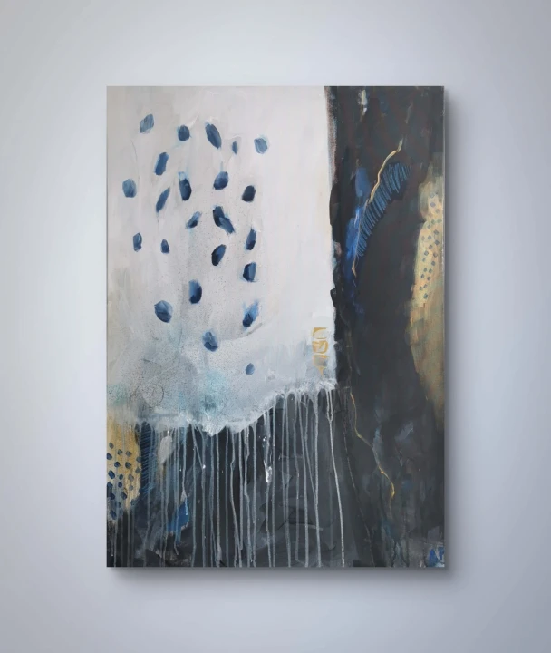 winter1_obraz_100x70_czarny_bialy_niebieski_zloty_abstrakcja