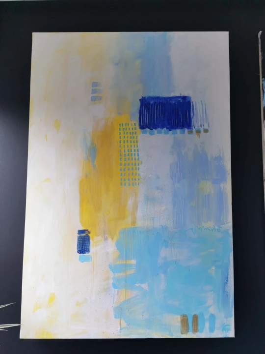 pastelowy-obraz-milosc-100×150-duzy-blekit-zolty-granat