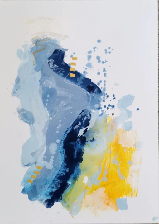 obraz-na-plotnie-niebieski-zolty-abstrakcja-50×70