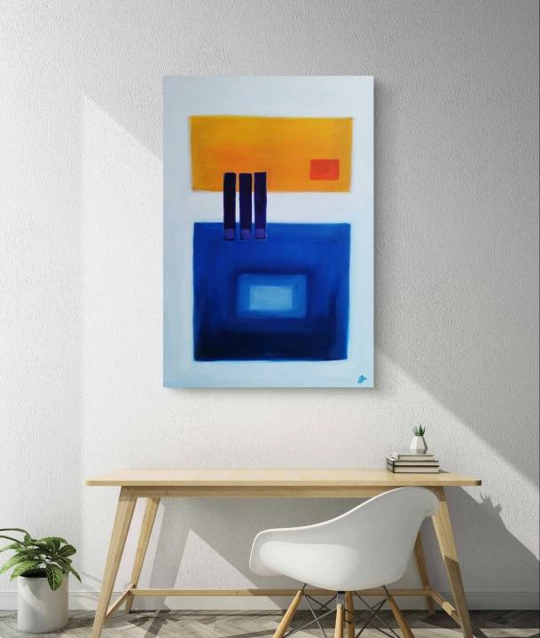 obraz-olejny-niebieski-zolty-100×70